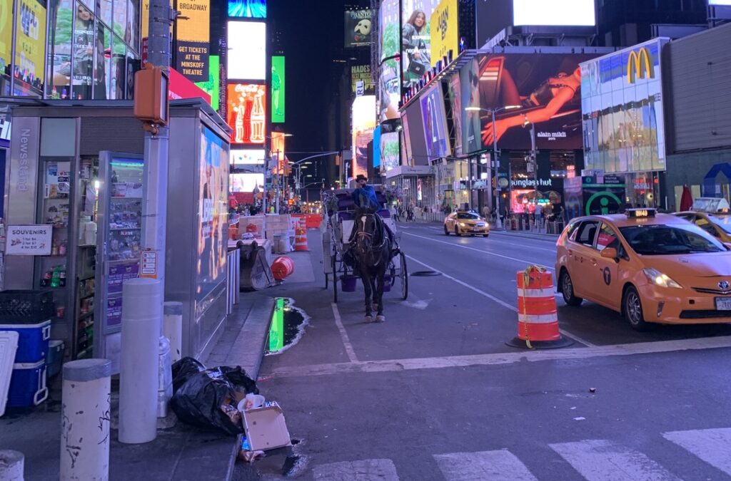 New York garbage on a street